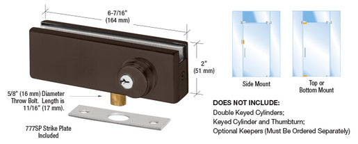 CRL Black Bronze AMR Series Patch Lock - Item # AMR205DU