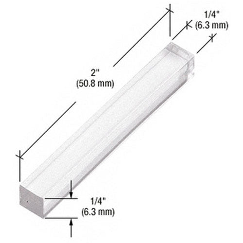 Crl Clear 1/4" x 1/4" x 2" Plastic Setting Blocks  - 100 pack - Item # PSB250