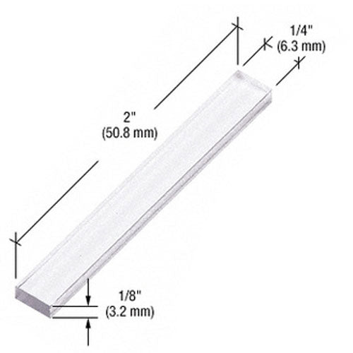 Crl Clear 1/8" x 1/4" x 2" Plastic Setting Blocks  - 100 pack - Item # PSB125