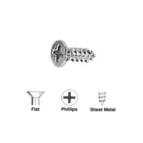 Crl #10 x 1" Flat Head Phillips Sheet Metal Screws  - 100 pack - Item # 10X1FHPSMS