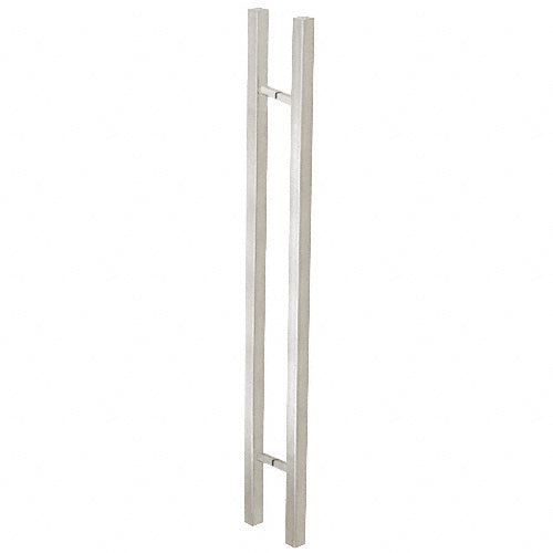CRL Brushed Stainless Glass Mounted Square Ladder Style Pull Handle with Square Mounting Posts - 60" - Item # 60SQSLPBS