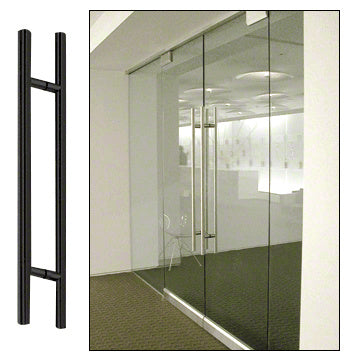 CRL Matte Black 84" Extra Length Ladder Style Back-to-Back Pull Handle - Item # 84LPMBL