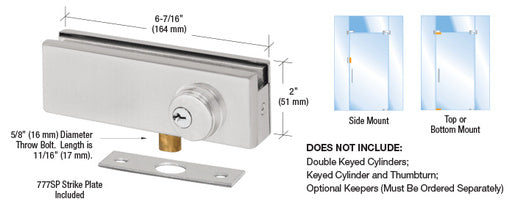CRL Satin Anodized AMR Series Patch Lock - Item # AMR205A