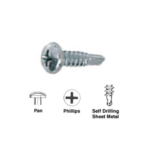 CRL Zinc 10-16 x 1" Pan Head Phillips Tek® Self-Drilling Screws - 100 Pack - Item # AV9609