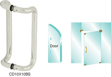 CRL Brushed Stainless 10" Glass Mounted Offset Pull Handle - Item # CD10X10BS