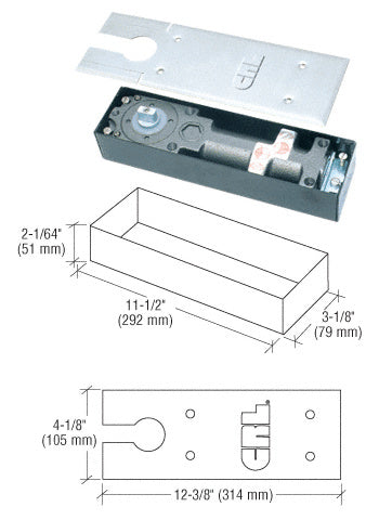 CRL Light Spring 180º Hold Open at 90º Narrow Width Floor Mounted Closer - Item # CRL8420