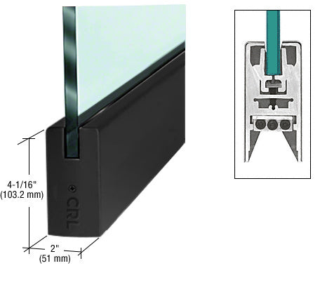 CRL Matte Black 1/2" Glass 4" Square Door Rail Without Lock - 35-3/4" Length - Item # DR4SMBL12S