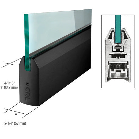 CRL Matte Black 1/2" Glass 4" Tapered Door Rail Without Lock - 35-3/4" Length - Item # DR4TMBL12S