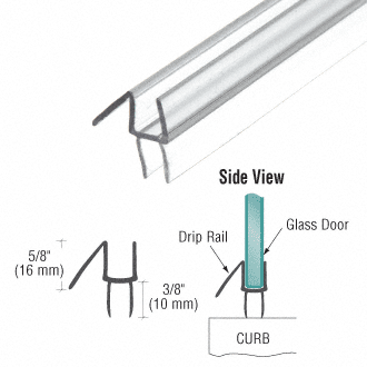 CRL Clear Co-Extruded Bottom Wipe with Drip Rail for 5/16" Glass - P956WS