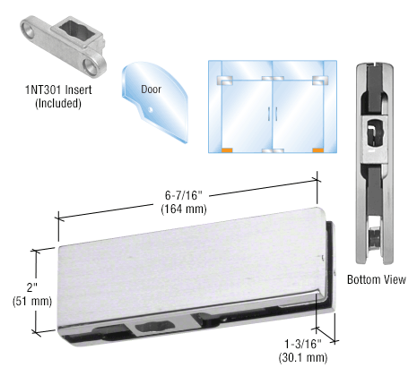CRL Brushed Stainless Bottom Door Patch with 1NT301 Insert - Item # PH10CBS