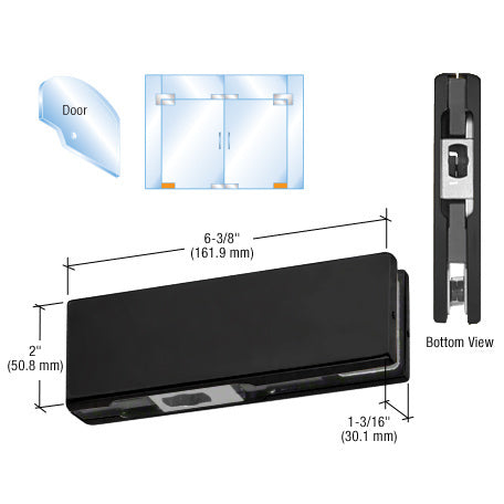 CRL Matte Black Bottom Door Patch with 1NT301 Insert - Item # PH10CMBL