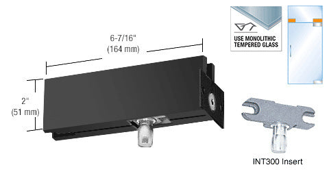 CRL Matte Black Wall Mounted Transom Patch with 1NT300 Insert - Item # PH34MBL