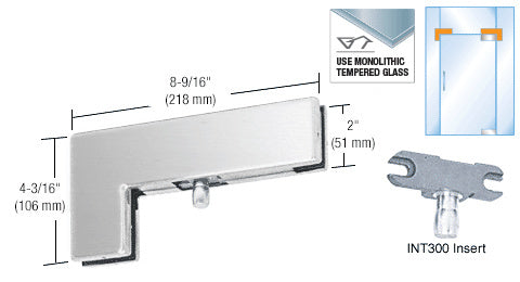 CRL Brushed Stainless Sidelite Transom Patch With 1NT300 Insert - Item # PH40BS