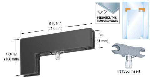 CRL Matte Black Sidelite Transom Patch With 1NT300 Insert - Item # PH40MBL
