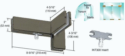 CRL Dark Bronze Left Hand Sidelite Transom Patch With Support Fin Bracket and 1NT300 Insert - Item # PH41LDU