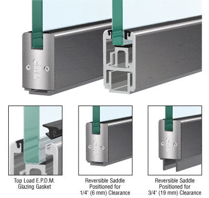 CRL Brushed Stainless 2-5/16" x 120" Length Low Profile Sidelite Rail With Saddle - Item # SR2SBS12SL