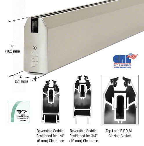 CRL Brushed Stainless 4" Tapered Sidelite Rail - Item # SR4TBS3812SL