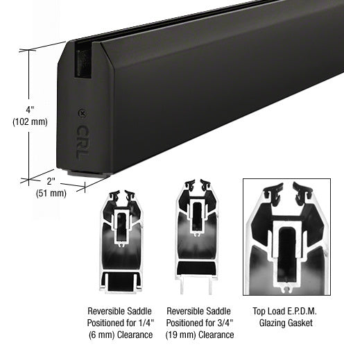 CRL Matte Black 4" Tapered Sidelite Rail - Item # SR4TMBL3812SL