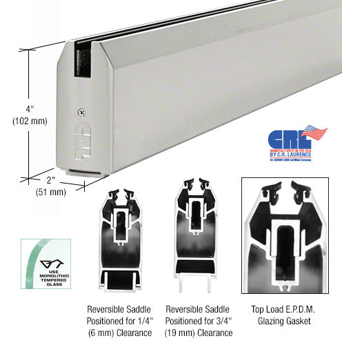 CRL Satin Anodized 4" Tapered Sidelite Rail - Item # SR4TSA3812SL