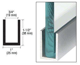 CRL Brushed Stainless Anodized Wet Glaze 1-1/2" Deep U-Channel 120" Stock Length - Item # WU1BSASL