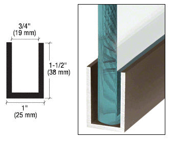 CRL Black Bronze Anodized Wet Glaze 1-1/2" Deep U-Channel 240" Stock Length - Item # WU1DU240