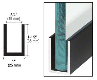CRL Matte Black Wet Glaze 1-1/2" Deep U-Channel 240" Stock Length - Item # WU1MBL240