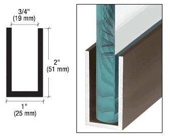 CRL Black Bronze Anodized Wet Glaze 2" Deep U-Channel 120" Stock Length - Item # WU2DUSL