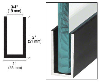 CRL Matte Black Wet Glaze 2" Deep U-Channel 120" Stock Length - Item # WU2MBLSL