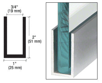 CRL Satin Anodized Wet Glaze 2" Deep U-Channel 240" Stock Length - Item # WU2SA240