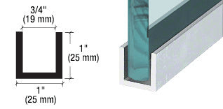 CRL Brushed Stainless Anodized Wet Glaze 1" Deep U-Channel 120" Stock Length - Item # WU3BSASL