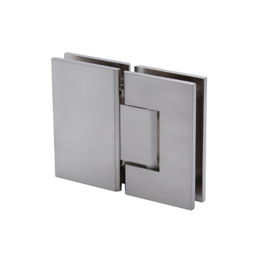 FHC Jr Glendale 180 Degree Glass-to-Glass Hinge for 1/4" Glass - Brushed Nickel - Item # JRGLEN180BN
