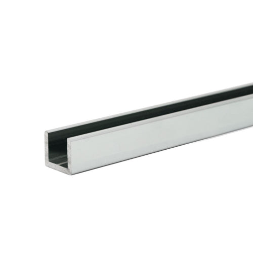 FHC 3/8" Low Profile U-Channel for 3/8" Glass - 95" Long - Brite Chrome Anodized - SUCR38BA